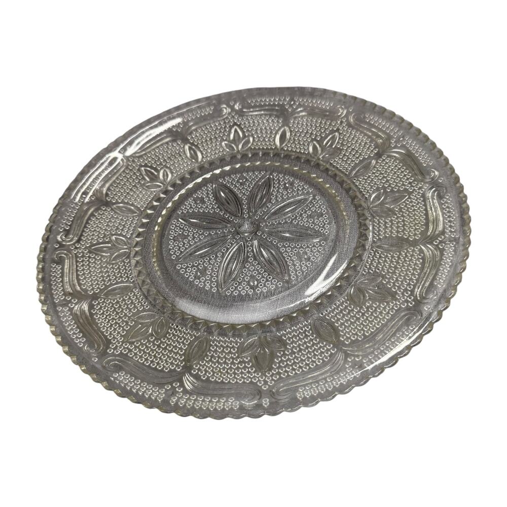Antique EAPG Clear Pressed Glass Plate Hobnail Starburst 10 Inch - Picture 2 of 6